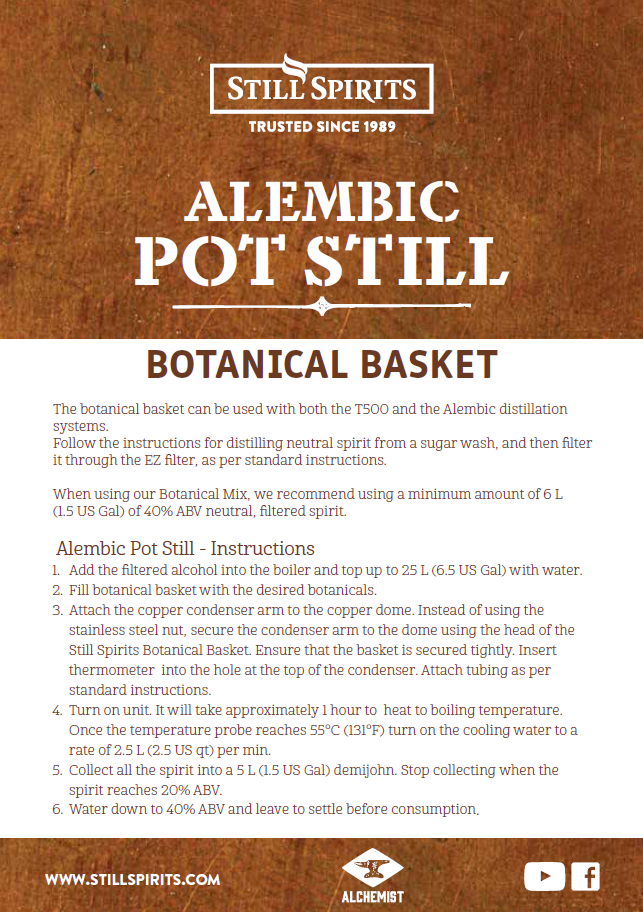 Instructions Distilling using Botanicals with the Alembic Pot Still